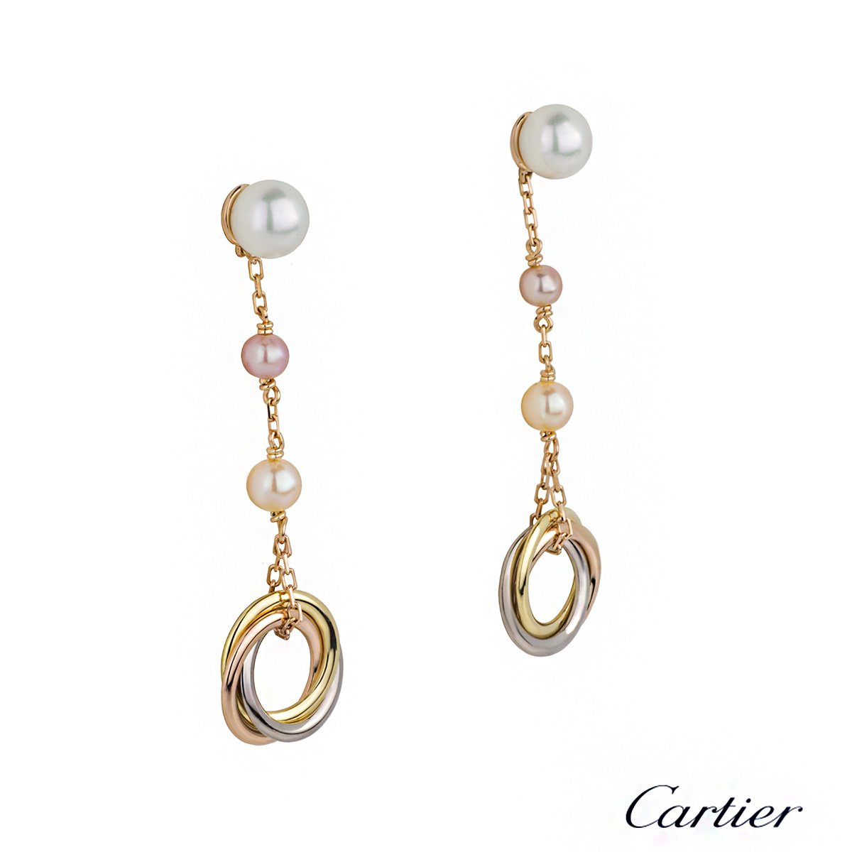 Cartier 18k Rose Gold Pearl Trinity 